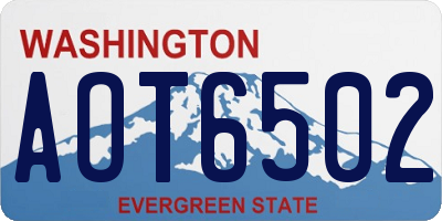 WA license plate AOT6502