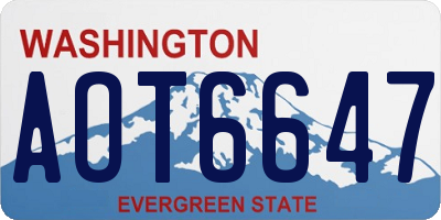 WA license plate AOT6647