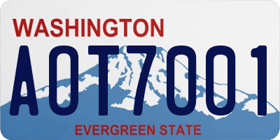 WA license plate AOT7001