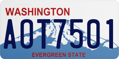 WA license plate AOT7501