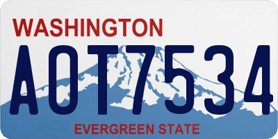 WA license plate AOT7534