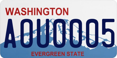 WA license plate AOU0005