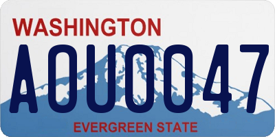 WA license plate AOU0047