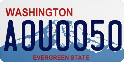WA license plate AOU0050
