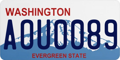 WA license plate AOU0089