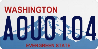 WA license plate AOU0104