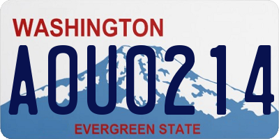 WA license plate AOU0214
