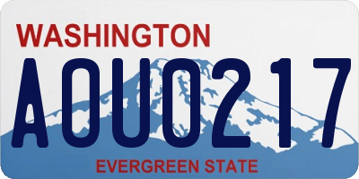 WA license plate AOU0217