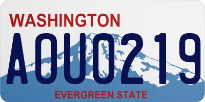 WA license plate AOU0219