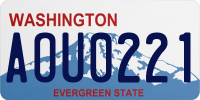 WA license plate AOU0221