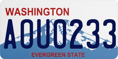 WA license plate AOU0233