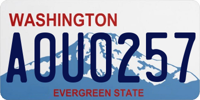 WA license plate AOU0257