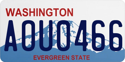 WA license plate AOU0466