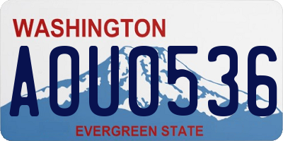 WA license plate AOU0536