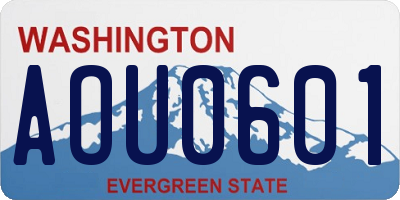 WA license plate AOU0601