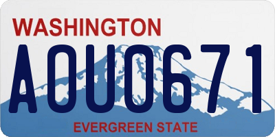 WA license plate AOU0671