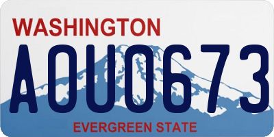 WA license plate AOU0673