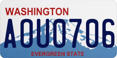 WA license plate AOU0706