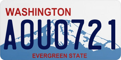WA license plate AOU0721
