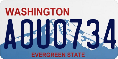 WA license plate AOU0734