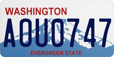 WA license plate AOU0747