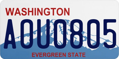 WA license plate AOU0805