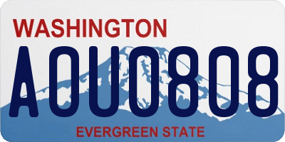 WA license plate AOU0808