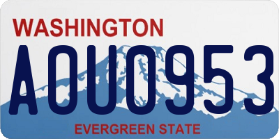 WA license plate AOU0953