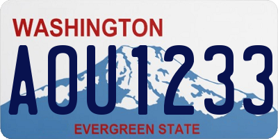 WA license plate AOU1233