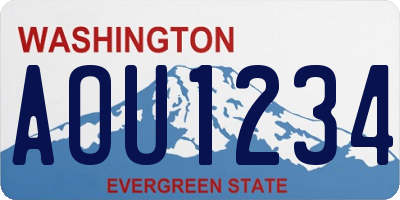 WA license plate AOU1234