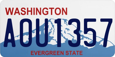 WA license plate AOU1357