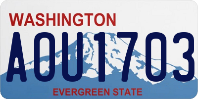 WA license plate AOU1703
