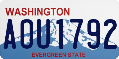 WA license plate AOU1792