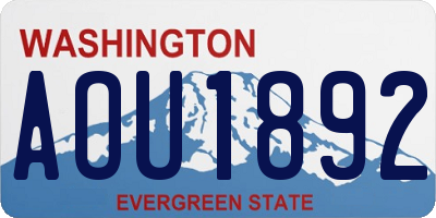 WA license plate AOU1892