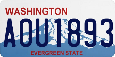WA license plate AOU1893
