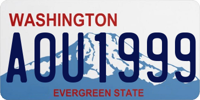 WA license plate AOU1999