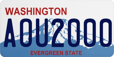 WA license plate AOU2000