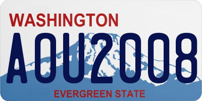 WA license plate AOU2008