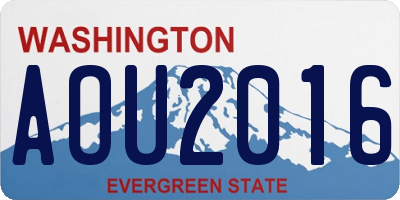 WA license plate AOU2016