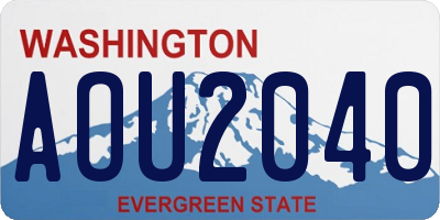WA license plate AOU2040