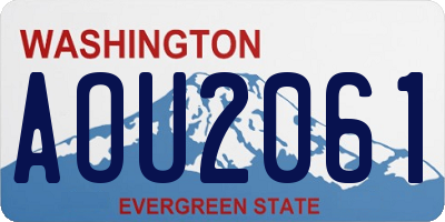 WA license plate AOU2061