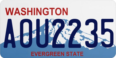 WA license plate AOU2235