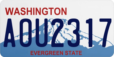 WA license plate AOU2317