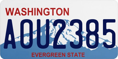 WA license plate AOU2385