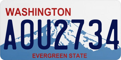 WA license plate AOU2734