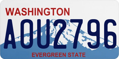 WA license plate AOU2796