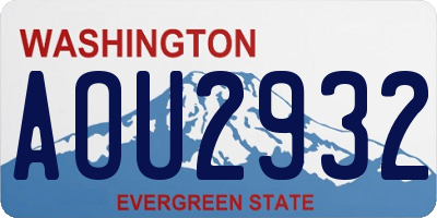 WA license plate AOU2932