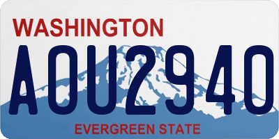 WA license plate AOU2940