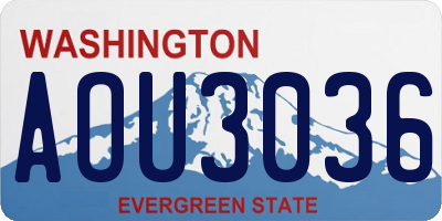 WA license plate AOU3036