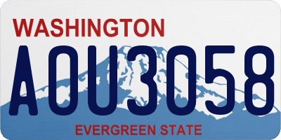 WA license plate AOU3058